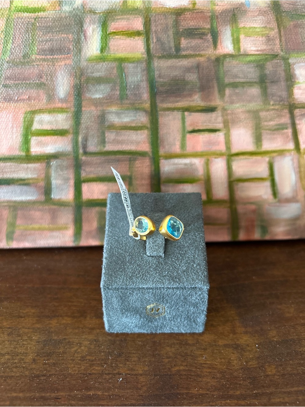 Julie Vos Gold-Plated Blue Crystal Ring Duo